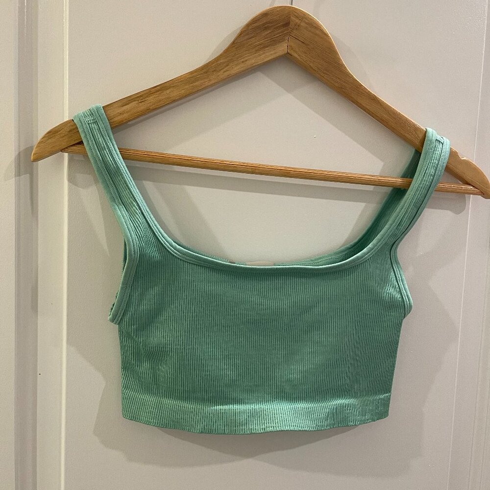 TNA Ribbed Crop Sports Bra in Mint Green